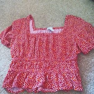 Arizona jean co crop top. Red and orange and white. Medium.